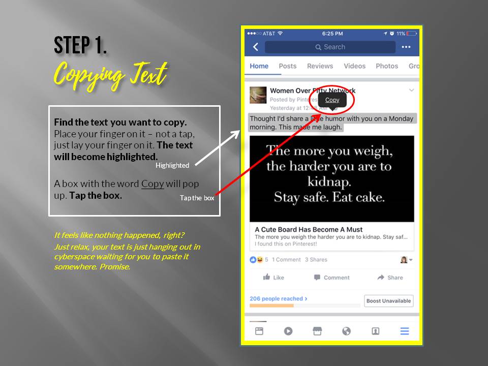 How to Copy and Paste on Facebook Slide 1