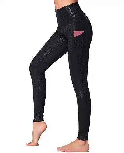 Dragon Fit High Waist Yoga Leggings with 3 Pockets,Tummy Control Workout Running 4 Way Stretch Yoga Pants (Small, Black Leopard)